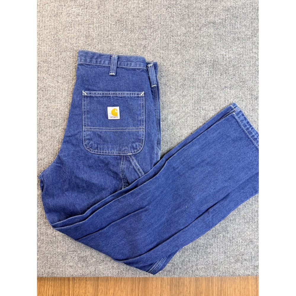 Carhartt Mens 30x30 Blue Cotton Dungaree Fit Workwear Carpenter Jeans Straight
